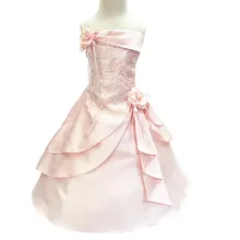HG/нарядное платье принцессы для девочек 2-14 лет, атласное платье с вышитыми бисером и розовыми цветами для девочек, большие размеры, Детские вечерние платья