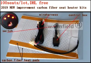 

100 seats/lot, carbon fiber seat heater kits with round three positions switch/car heater
