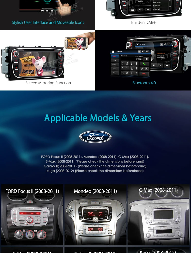 Lecteur Dvd Dab Voiture 7 Pouces Gps Pour Ford Mondeo Focus C Max Galaxy Kuga Auto 2 Din Bluetooth Canbus Fm Am Sd Rds Stereo Aliexpress