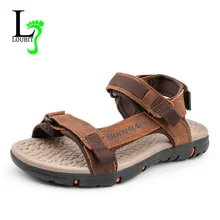 Новые модные дышащие мужские сандалии, кожаная Летняя рабочая обувь для отдыха, мужские сандалии, шлепанцы, повседневная обувь на плоской подошве в римском стиле