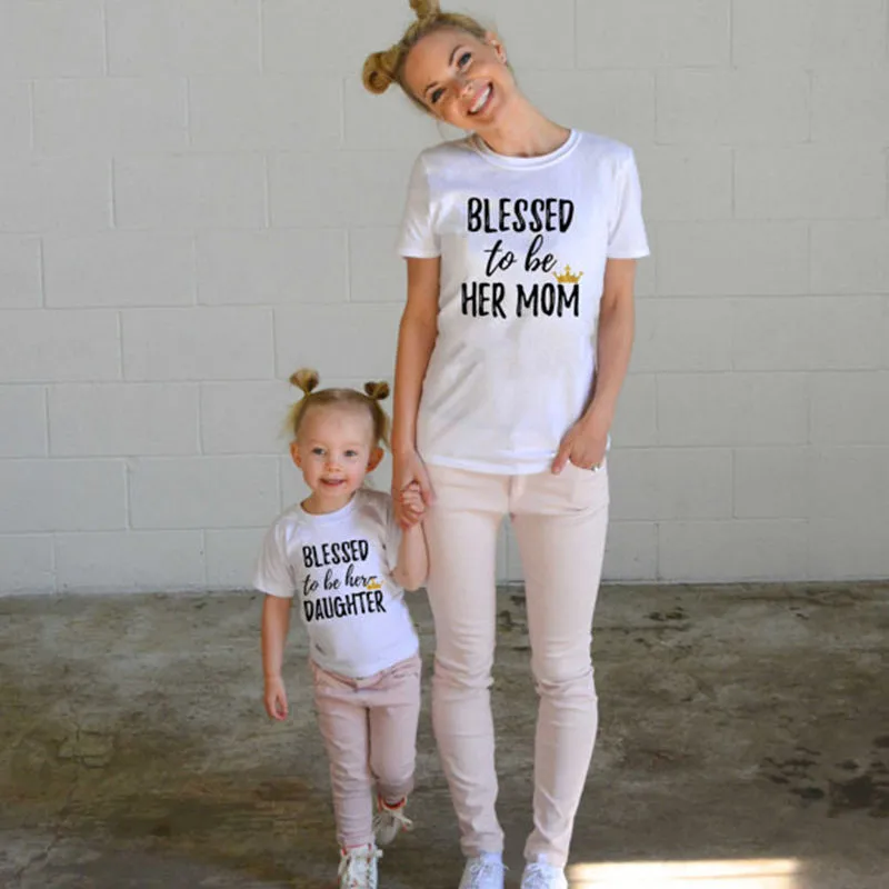 

Family Matching Shirts T-Shirt MOM DAUGHTER Women's Infant Kids Girls Short Sleeve Tee Love Mother Daughter Outfit Plus Size