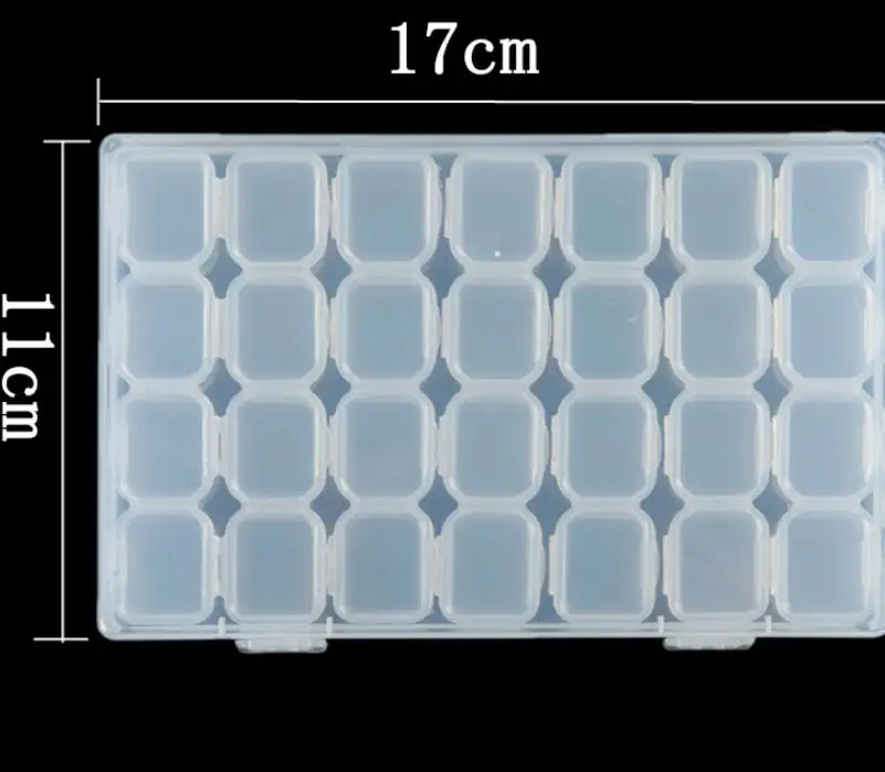 Хранения 28 решетки Ювелирные Коробка для хранения отделка защита от пыли решетки прозрачный сверла медицина коробка бисер Кнопка 1853