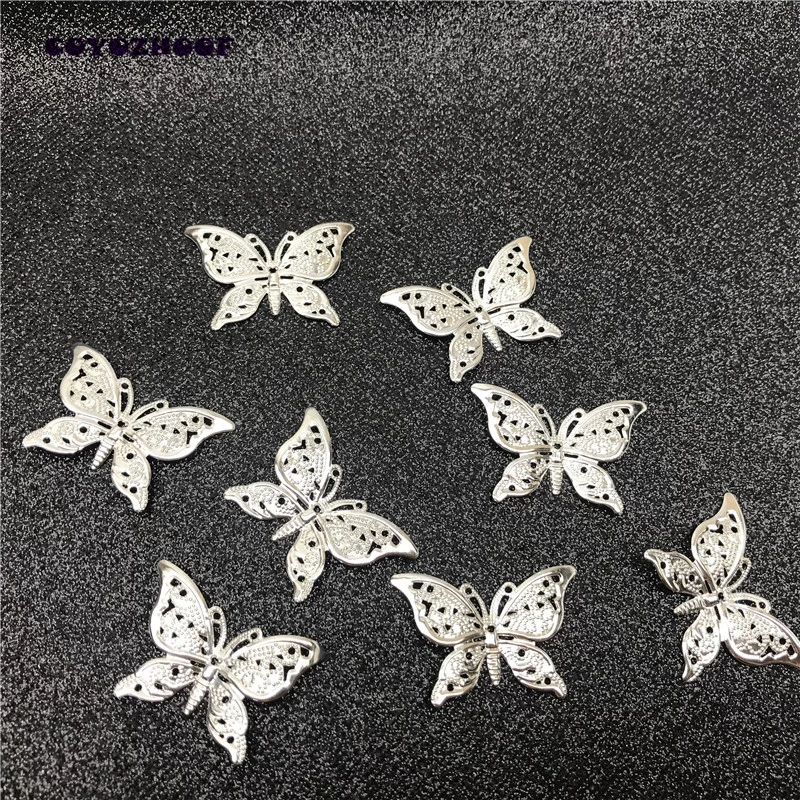 

30Pcs Vintage Silver Butterfly Filigree Charm Pendant Filigree 39x25mm Metal Connectors Crafts For Jewelry Making DIY