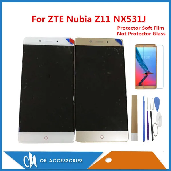 

5.5 Inch High Quality For ZTE Nubia Z11 NX531J LCD Display Screen +Touch Screen Digitizer Black White Gold Color With Kits