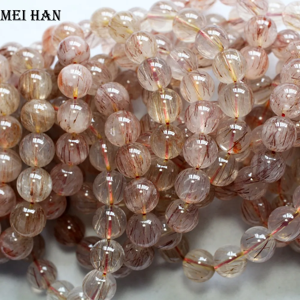 Meihan (30 бусин/комплект/95 г) натуральный односторонний rutile кварц 13-13 5 мм Гладкие