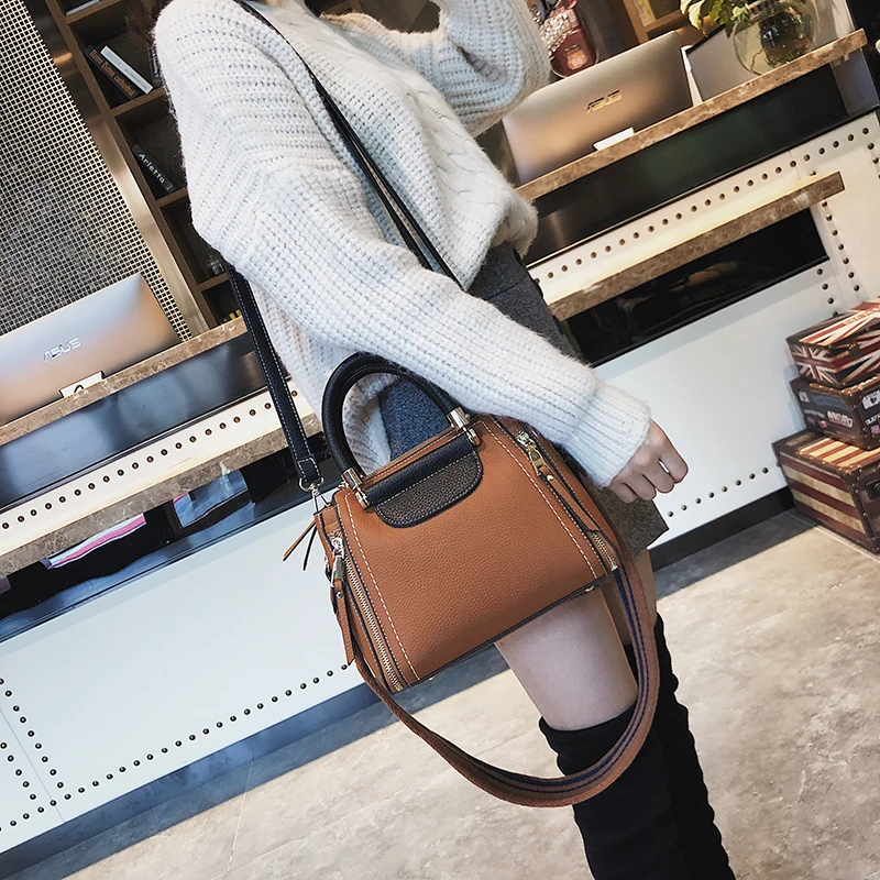 Janespri High Capacity Soft PU Leather Female Handbags Fashion Panelled Women Shoulder Bag Daily Women Casual Tote Messenger Bag (17)