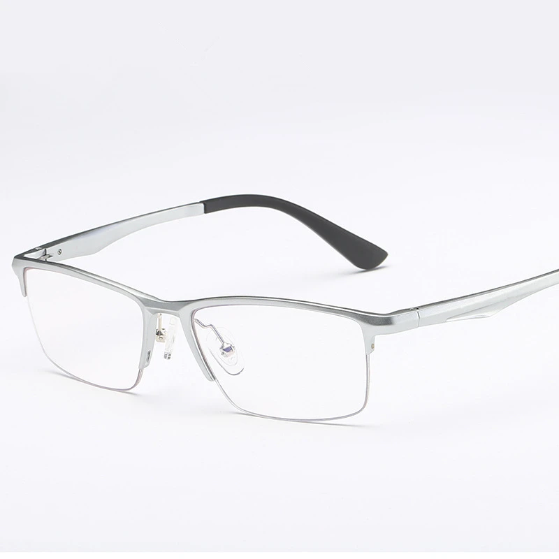Новая мода HD обычные очки алюминий магния половинчатая оправа бизнес плоское зеркало анти излучения синий свет очки OEM - Цвет оправы: Silver