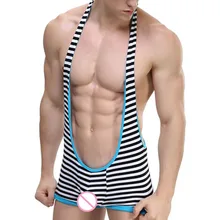New High Quality Stripe Mens Underwear Brand 2018 Mens Spandex Leotard Stretch Bodysuit Sexy Club party Singlet New High Quality Stripe Mens Underwear Brand 2018 Mens Spandex Leotard Stretch Bodysuit Sexy Club party Singlet