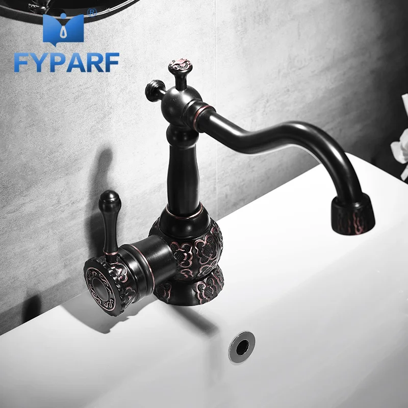 FYPARF الذهب بالوعة الحمام الحنفيات الغرور الحمام المياه الحنفية واحدة مقبض طويل صنبور 360 دوران بالوعة خلاط الصين الأدوات الصحية