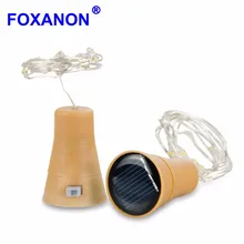 Foxanon Солнечная светодиодная гирлянда, бутылка для вина, серебряная проволока, Сказочная полоса, новинка, ночник, светильник, сделай сам, пробка в форме, Рождество