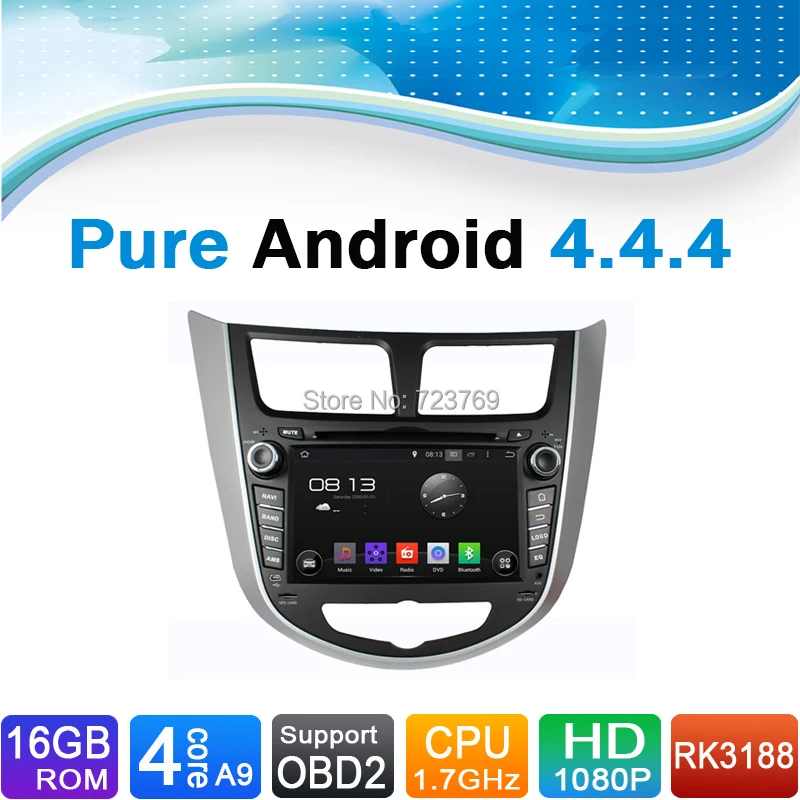 Clearance Pure Android 4.4.4 Car DVD GPS Navigation for Hyundai Verna Accent Solaris (2011-2012) 15