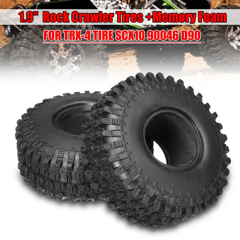 

2019 2Pcs 1.9Inch Rock Crawler Tires with Memory Foam for TRX-4 tire SCX10 90046 D90 CSL88