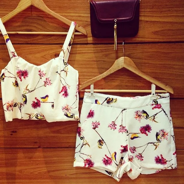 2015 Women girl casual cute women sets spaghetti strap v-neck flower pattern white beach style vestidos de festa TZ5649 | Женская одежда