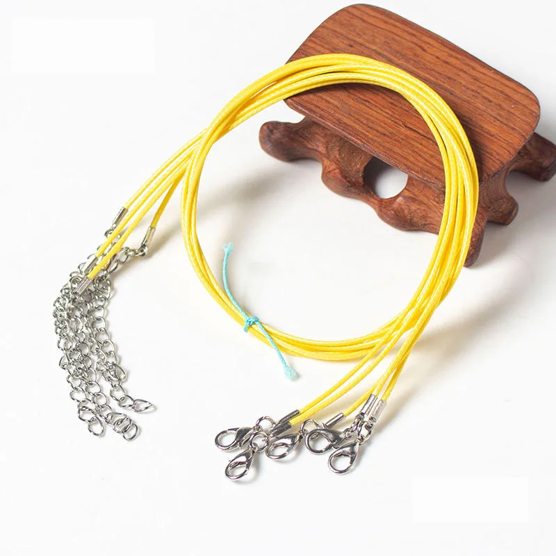 20 штук 45/60 см(регулируется DIY плетеный браслет для мужчин веревка Ожерелья& Подвески Ювелирные замки-карабины для изготовления шнура - Окраска металла: light yellow