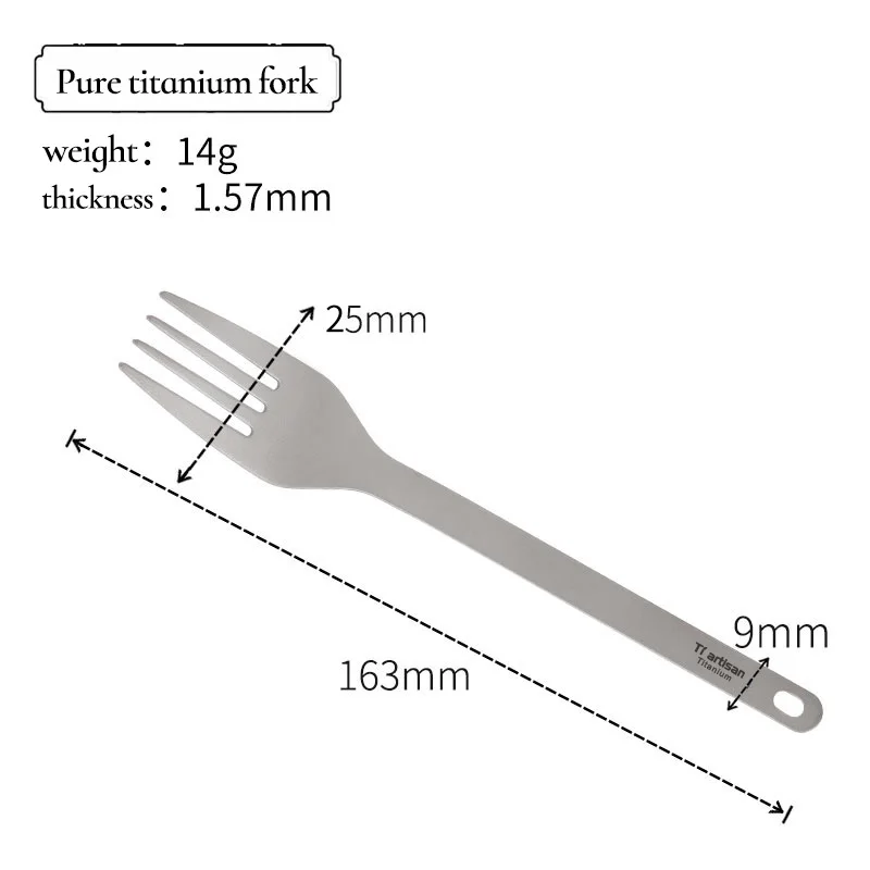 

Tiartisan Pure Titanium Fork Spoon Outdoor Camping Picnic Spoon Light Weight Tableware Fork
