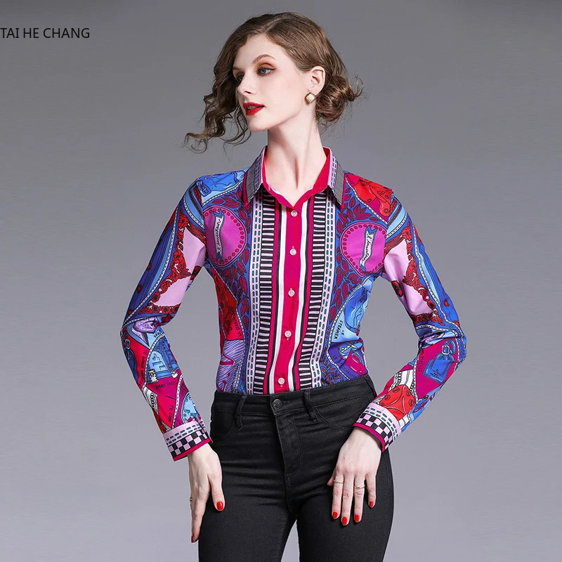 

Runway Designer Women Retro Vintage Blouse Ladies Office Shirts Womens Tops and Blouses Print Gothic Ladies Tops Blusas