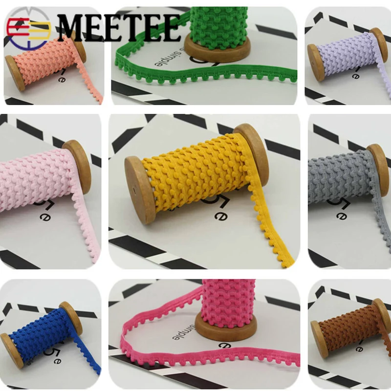 

20Meters 12mm Mini Pompom Ball Elastic Band Rope Nylon Lace Trims Ribbons For Sewing DIY Clothing Home Textile Accessories