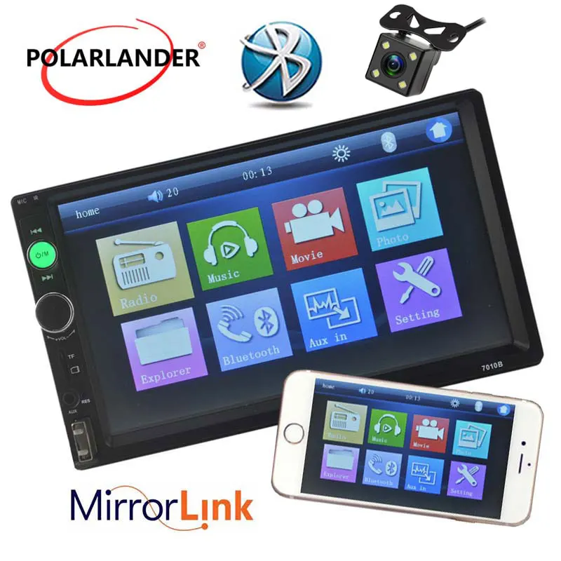 

Bluetooth back up monitor digital display 7 inch 2 DIN LCD Touch Screen Multimedia HD USB Mp5 player Auto car Radio Mirror Link