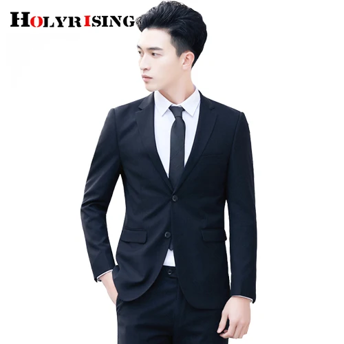 Блейзер Для мужчин s Slim Fit Блейзер Slim Masculino Мужская, в деловом, повседневном стиле Демисезонный блейзеры две пуговицы Для мужчин мужской костюм 18805-5 - Цвет: Черный