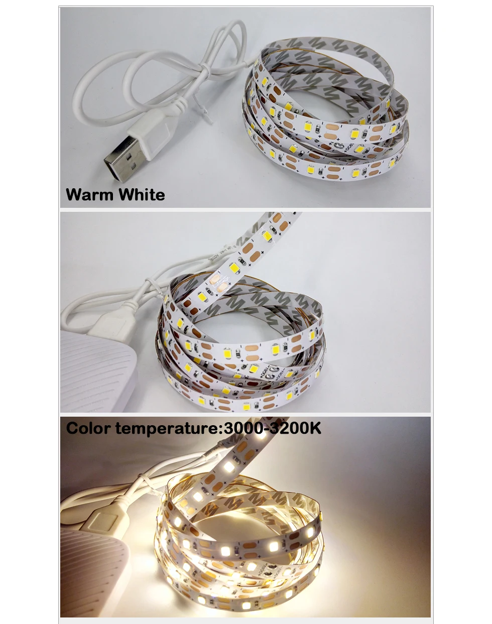 Светодиодный полоса 1 m 2 m usb га condotto la luce di striscia LED 5 v 3528 smd rgb caldo/bianco freddo flessibile ТВ картинка di illuminazio