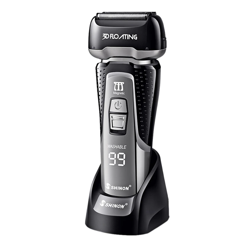 

SHINON Portable Electric Men Water Resistant 3 Blade Shaver Water Resistant Washable Dry Usage Shaver With Lcd Display Screen