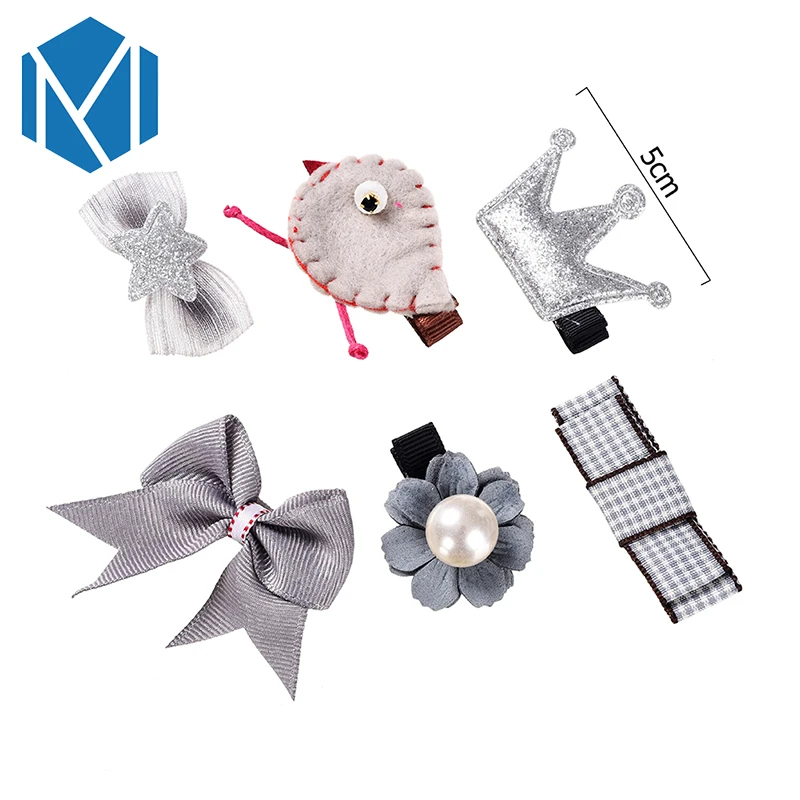 6 шт./компл. заколки для волос с мультяшным бантом девочек Набор шпилек головной