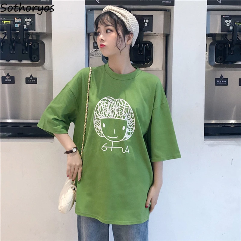 

T-shirts Women Letter Korean Style Harajuku Trendy Loose Clothing Summer Breathable Womens O-Neck Short Sleeve Ladies Leisure