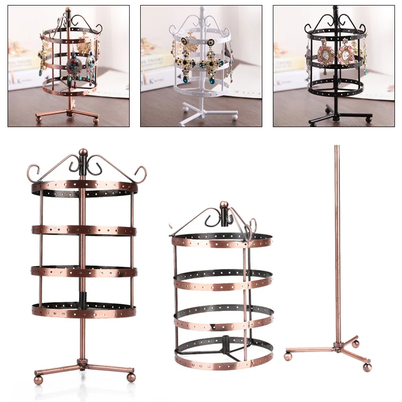 

Nordic Jewelry Display Stand Earring Holder 144 Hole 4th Floor Metal Family Party Store Bedroom Multifunction Durable Sturdy