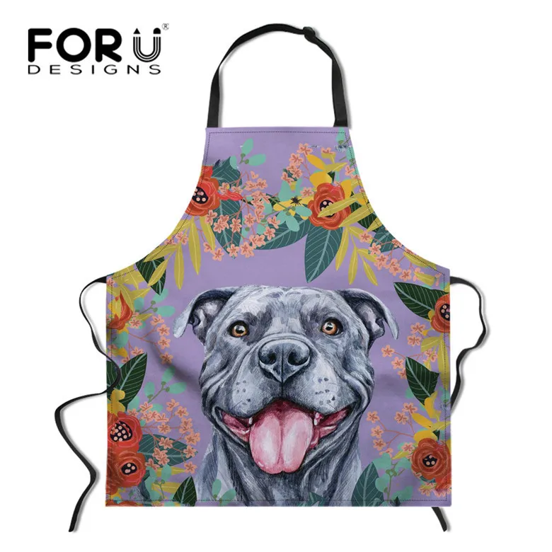 FORUDESIGNS/фартук для приготовления пищи с розовым цветочным принтом кошки и собаки, фартук для приготовления пищи с защитой от масла на кухне, нагрудник для приготовления пищи, фартуки для женщин и мужчин, для выпечки - Цвет: L4943R