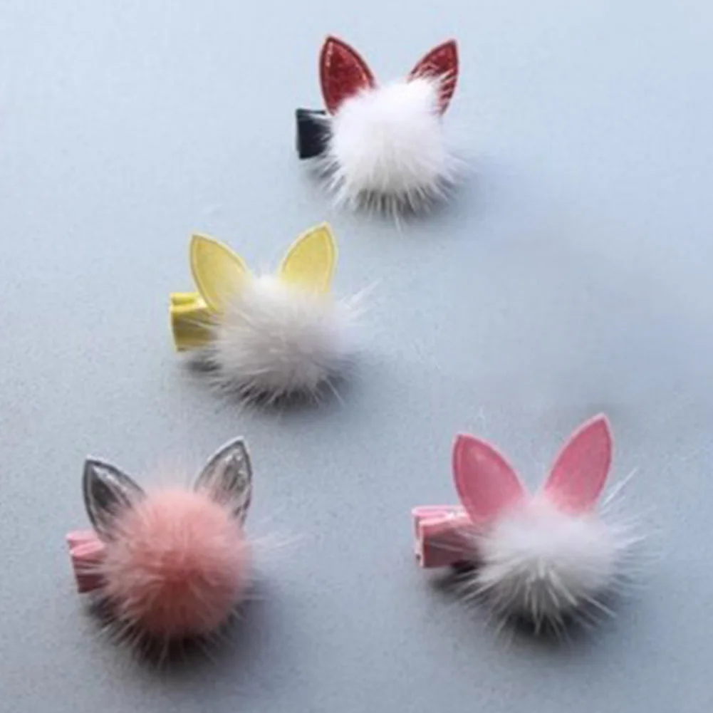 

1 PCS Lovely Rabbit Ear Hair Ball Baby Hairpins Kids Hair Clips Princess Barrette Children Headwear Girls Hair Accessories