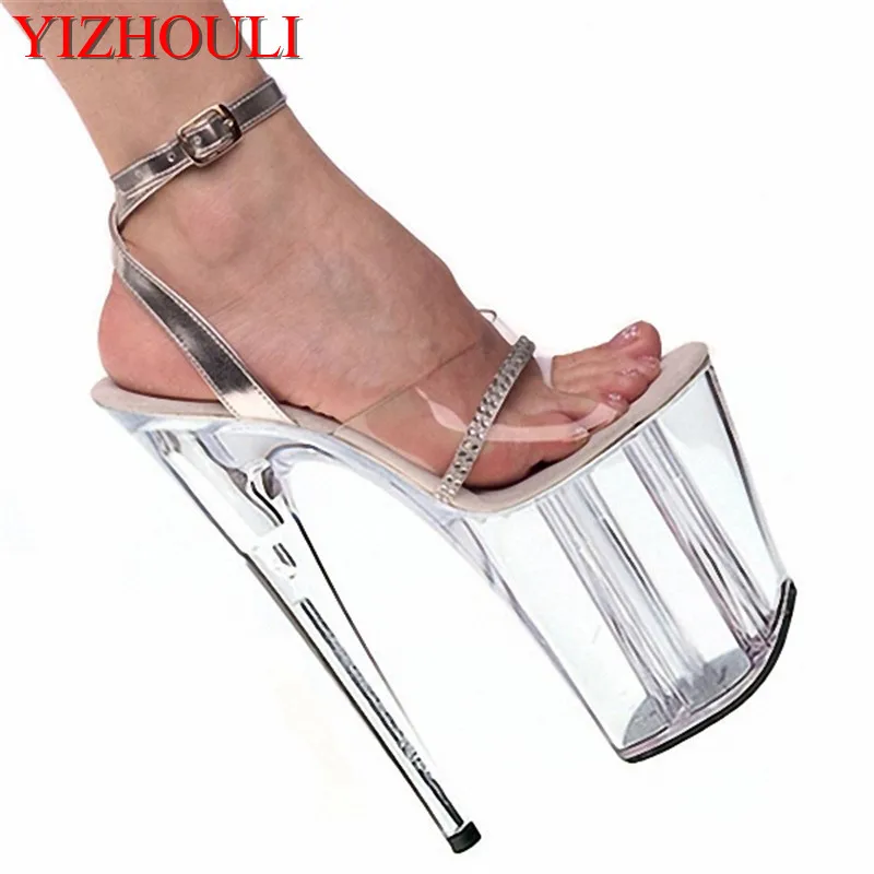 

Elegant female boutique luxury nightclub 20cm Sandals princess super high heel shoes