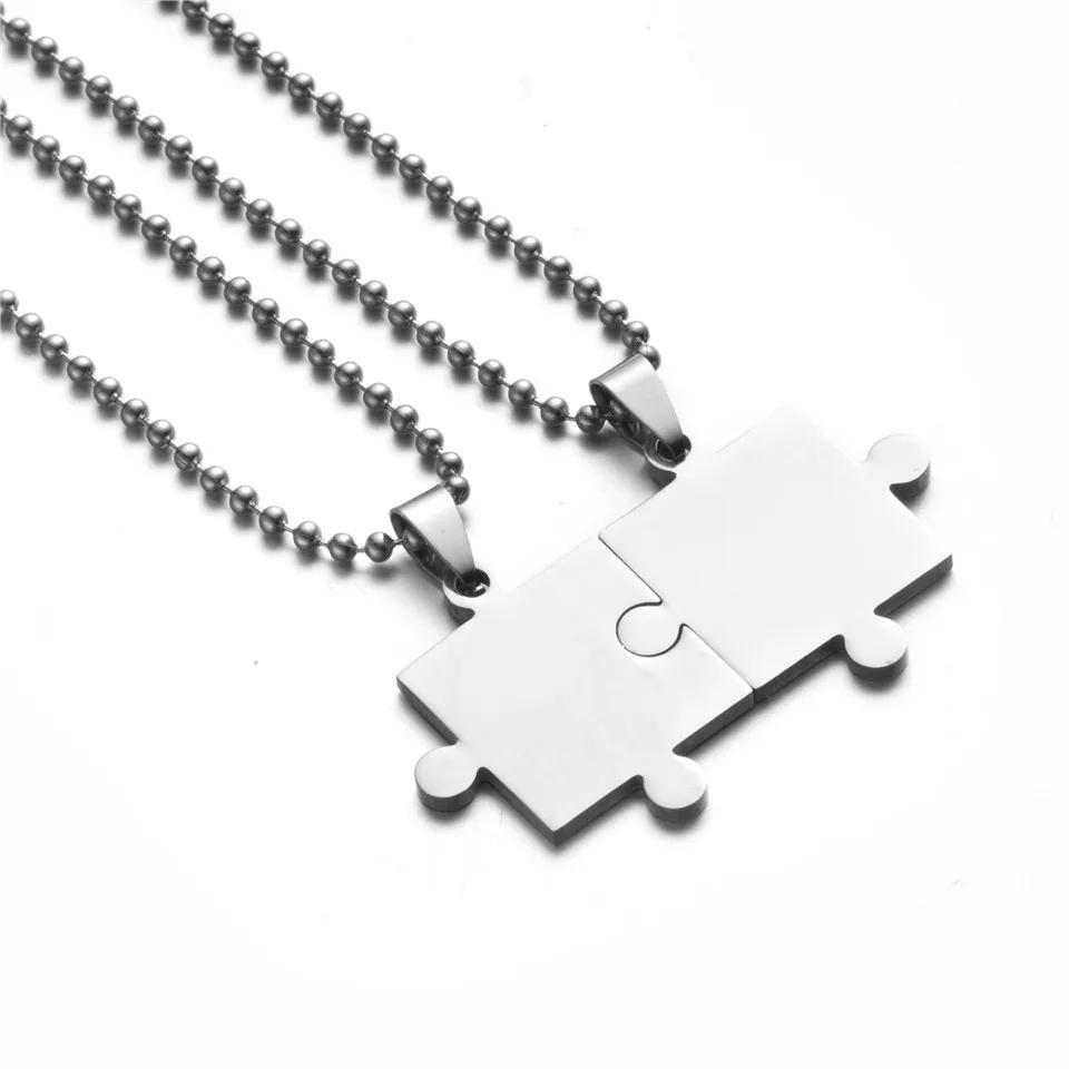 Jigsaw Necklaces Jewelry Love Necklace Set Puzzle Pendant 2pcs Stainless Steel Aliexpress