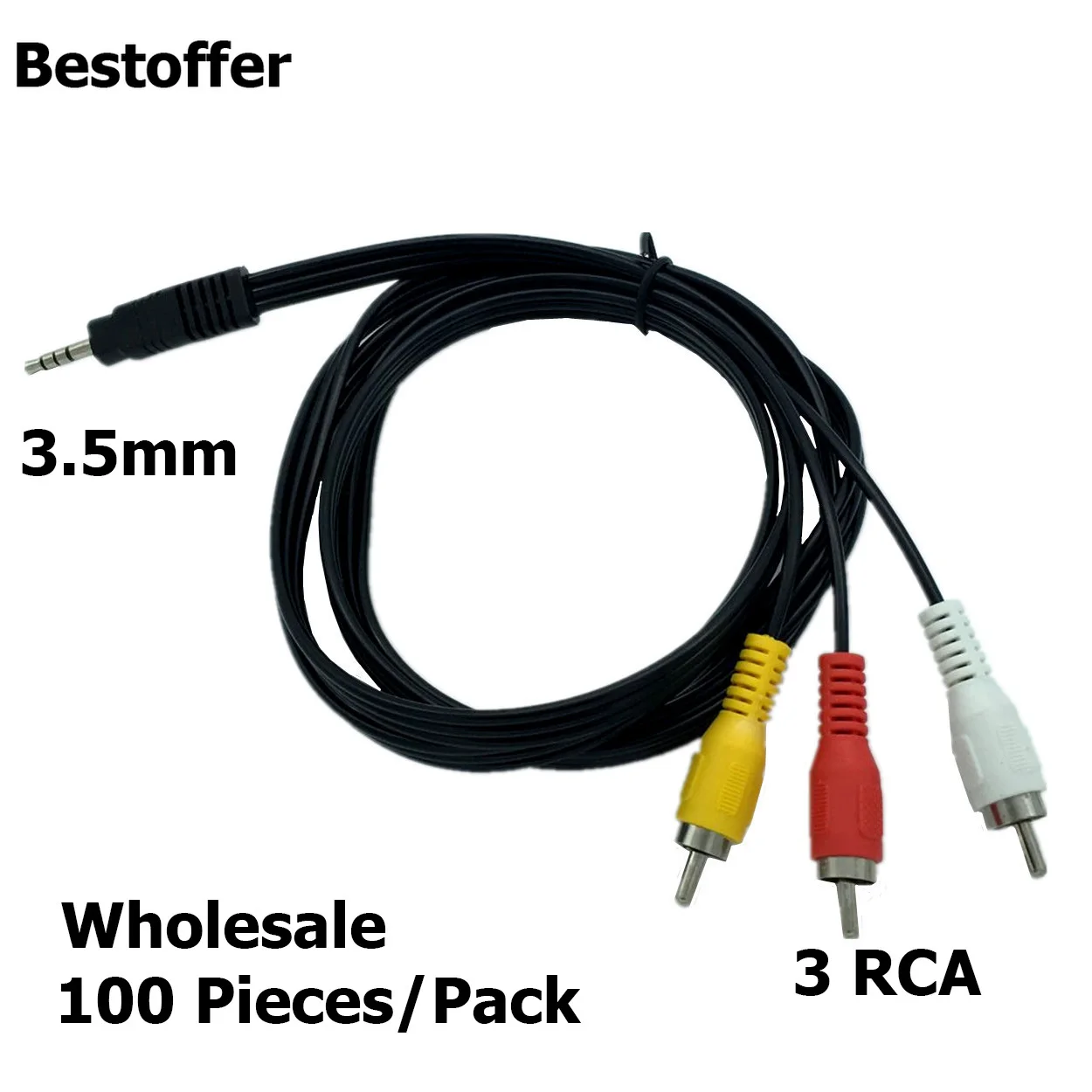 Wholesale 100 Pieces/Pack 3.5mm AV to 3 RCA Male Plug Adapter Cable Audio Video Converter Jack 1.5M Express Shipping | Электроника