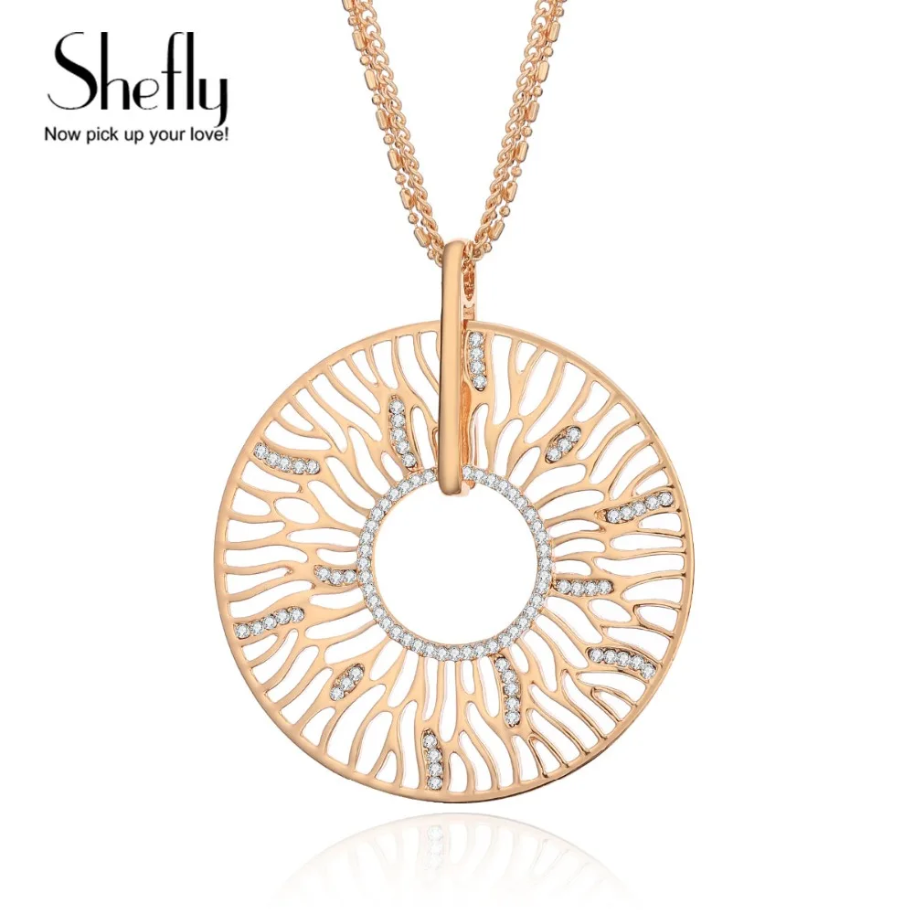 

2019 Gold Hollow Pendant Statement Necklace For Women Circle Necklaces & Pendants Vintage bohemian Jewellery Women Accessories