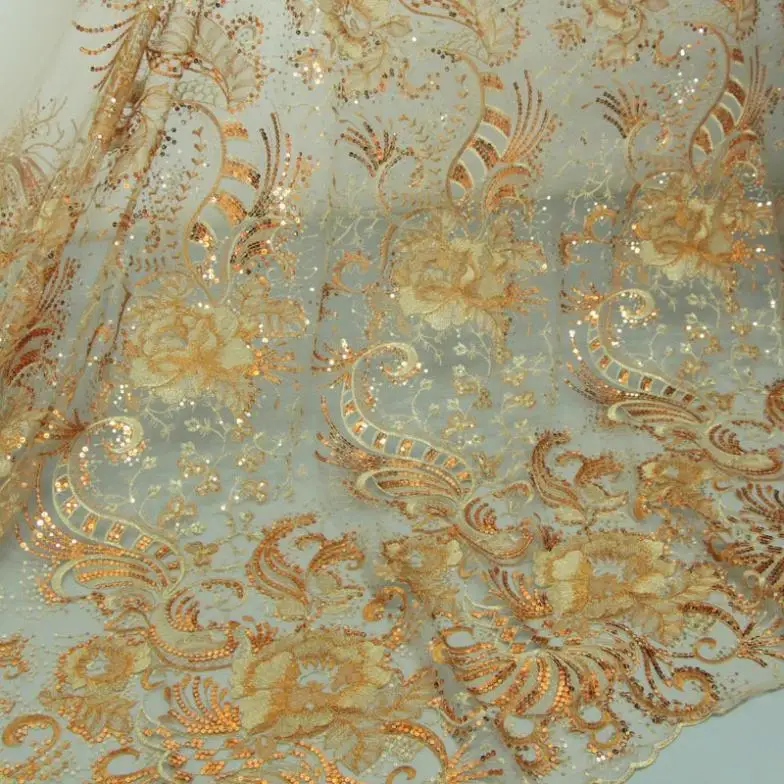 Sequin embroidery fabric lace fabric wholesale apparel textile