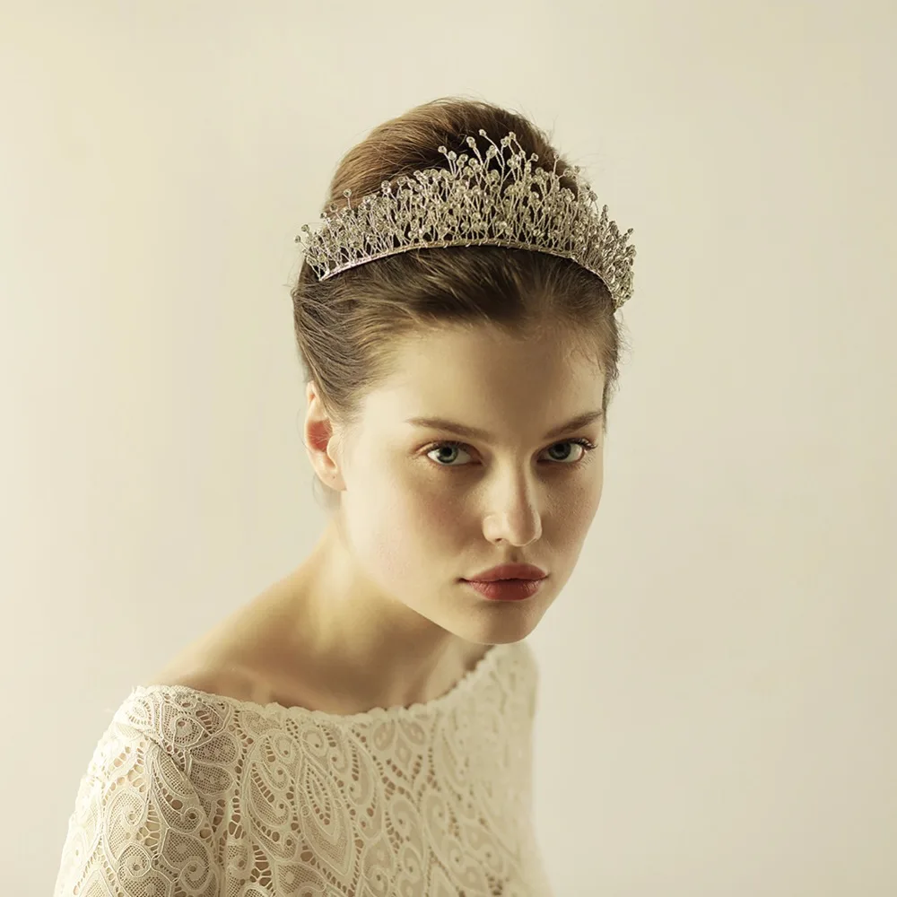 

High Qualities Vintage Multilayers Luxury Silver Crystal Tiara Crown Wedding Hair Accessories Bridal Jewelry Headbands O865