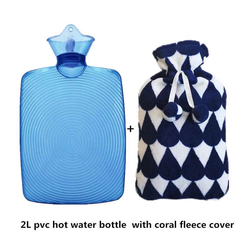 Анти-взрыв Толщина ПВХ бутылка для горячей воды резиновая сумка для горячей воды Красочная бутылка для горячей воды теплые руки и тело мешок льда - Цвет: Coral fleece cover