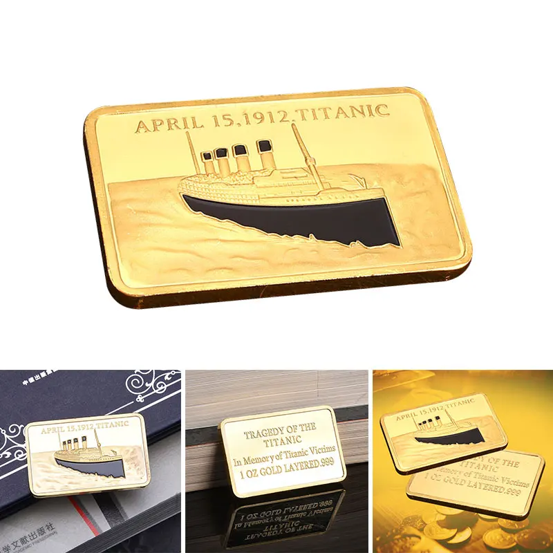 

24K Gold-Plated Souvenir Coin Gold Bullion Bar Collectible Modern 0.9999 Fine Gold Titanic Gold Bullion