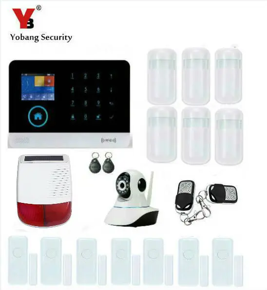 

YobangSecurity WiFi GSM GPRS RFID Wireless Home Business Office Burglar Security Alarm System Solar Power Siren Video IP Camera