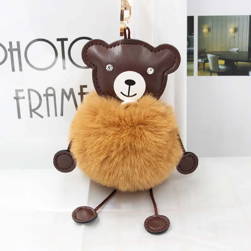 

Fur Ball Bear Keychain Pom Pom Key Chain Handbag Purse Fluffy Key Ring Girls Bag Car Key Holder Porte Clef Llaveros For Women