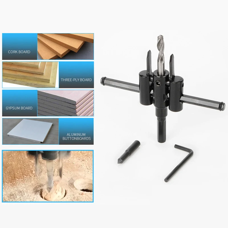 30-300mm Adjustable Core Drill Bit Aircraft Type Hole Cutter Wood Woodworking Aluminum Gypsum Board Rotary Holesaw Drilling Tool 30-300mm Adjustable Core Drill Bit Aircraft Type Hole Cutter Wood Woodworking Aluminum Gypsum Board Rotary Holesaw Drilling Tool