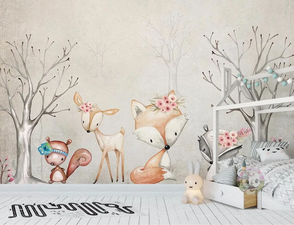 

Custom mural wallpaper kids room 3d photo wallpaper hand-painted deer forest 3d photo picture sofa TV background wall wallpaper
