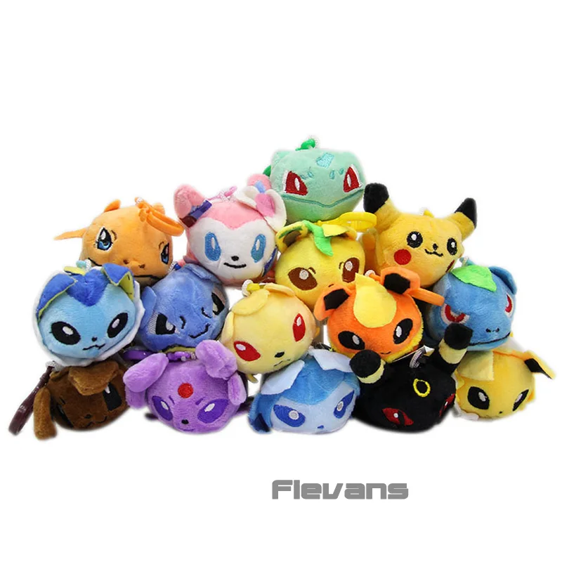 

Anime Cartoon Monster Pikachu Charmander Eevee Sylveon Umbreon Bulbasaur Espeon Plush Pendants Toys Dolls 10pcs/lot