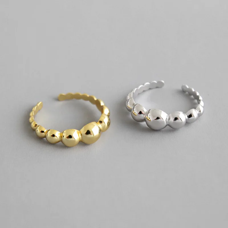 

100% 925 sterling silver ball finger rings for women anillos mujer, fashion opening engagement ring girl gift gold color jewelry
