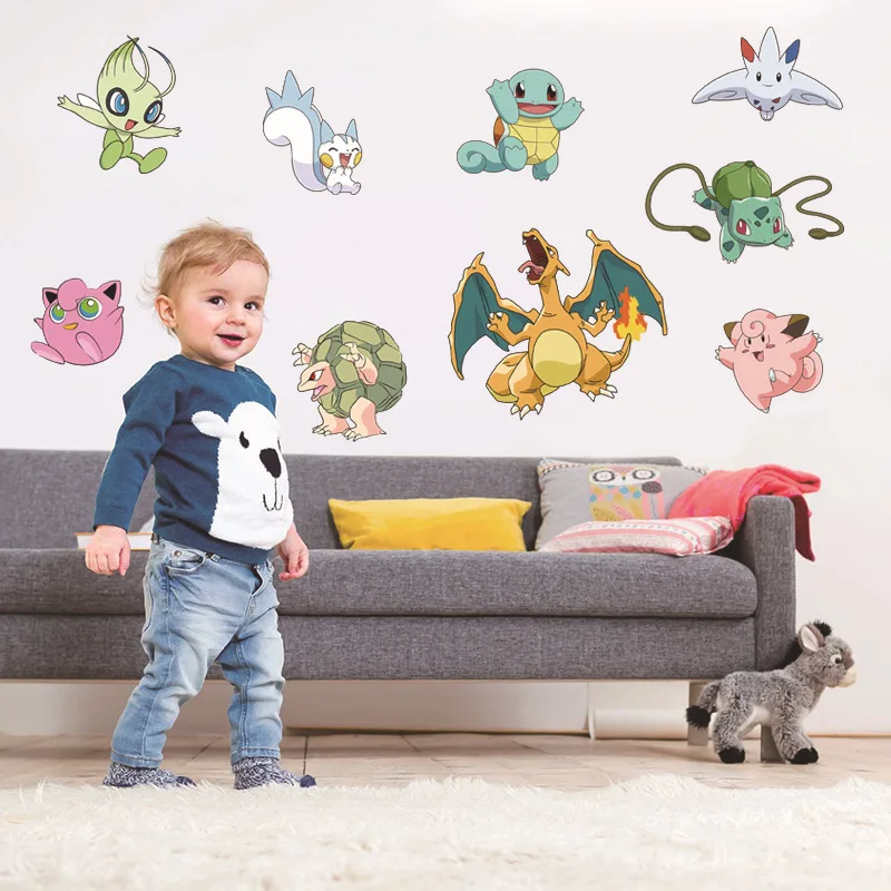 

Pokemon Go Decorative Wall Stickers For Kids Room Home Decorations Pikachu Wall Decals PVC Wallpaper Window Sticker Mural Poster