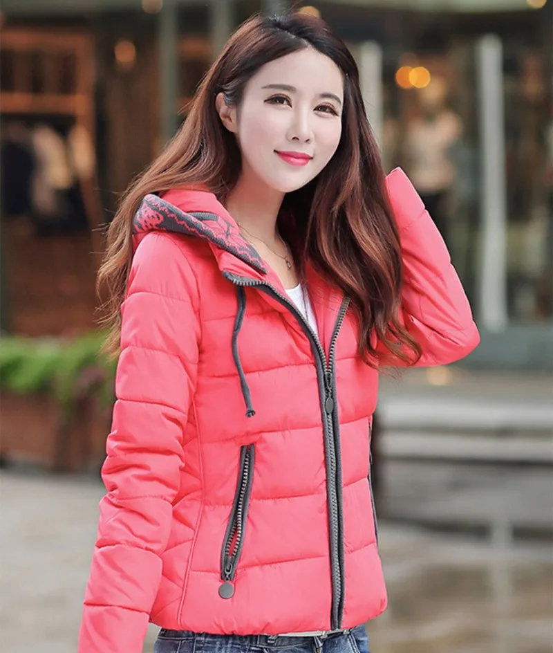 Women Winter Coat Long Sleeve Print Floral Hooded Slim Winter Parka Plus Size Cotton-Padded Jackets 2XL (6)
