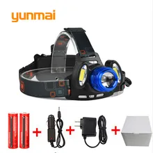 RU, США, 8000 Люмен, Головной фонарь XML T6+ 2COB, головной светильник, светильник для рыбалки+ 2*18650 батареи+ Автомобильное зарядное устройство для ЕС/США/Австралии/Великобритании, светодиодный налобный фонарь