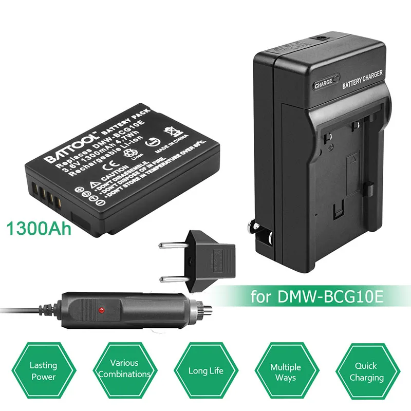 Bonadget Перезаряжаемые Батарея для DMW-BCG10 DMWBCG10 BCG10E для цифрового фотоаппарата Panasonic DMC-3D1 DMC-TZ7 DMC-TZ8 DMC-TZ10 Камера Батарея - Цвет: 1battery1charger