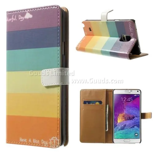 Rainbow Leather Flip Cover for Samsung Galaxy Note 4 N910