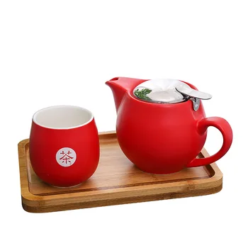 

Unique design ceramic tea set Kung Fu Tea Set Red Teapot 1Pot 1 Cup Tray Tea Separator pot Creative Office Kettle Chinese teaset